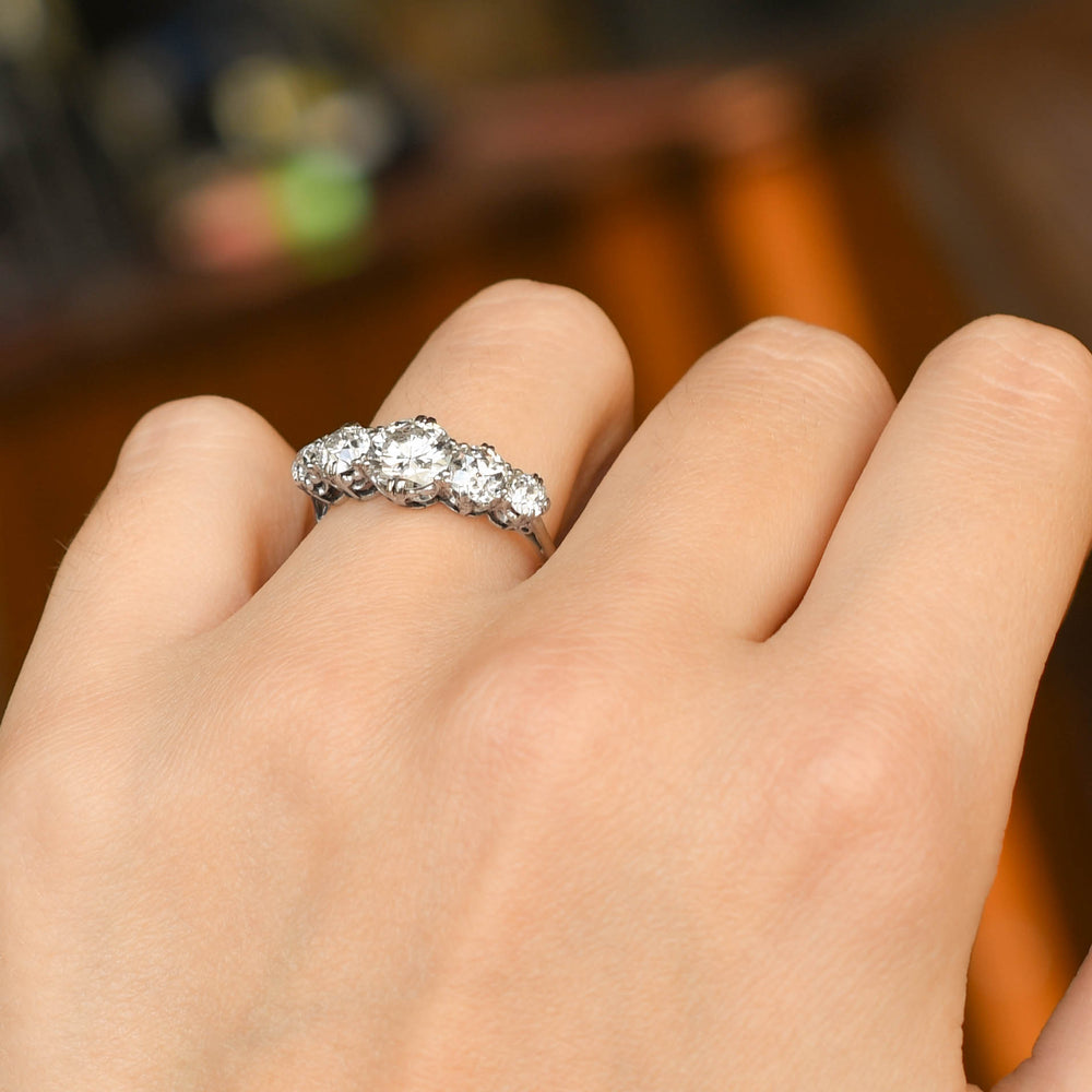 Art Deco 3.4ct Diamond 5-Stone Half-Hoop Ring
