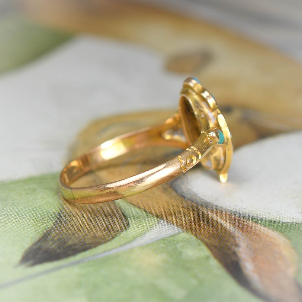 Victorian Turquoise & Pearl Forget-Me-Not Ring