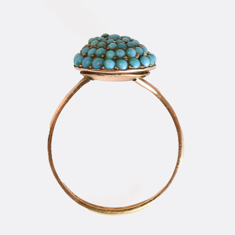 Victorian Pavé Turquoise Bombé Ring