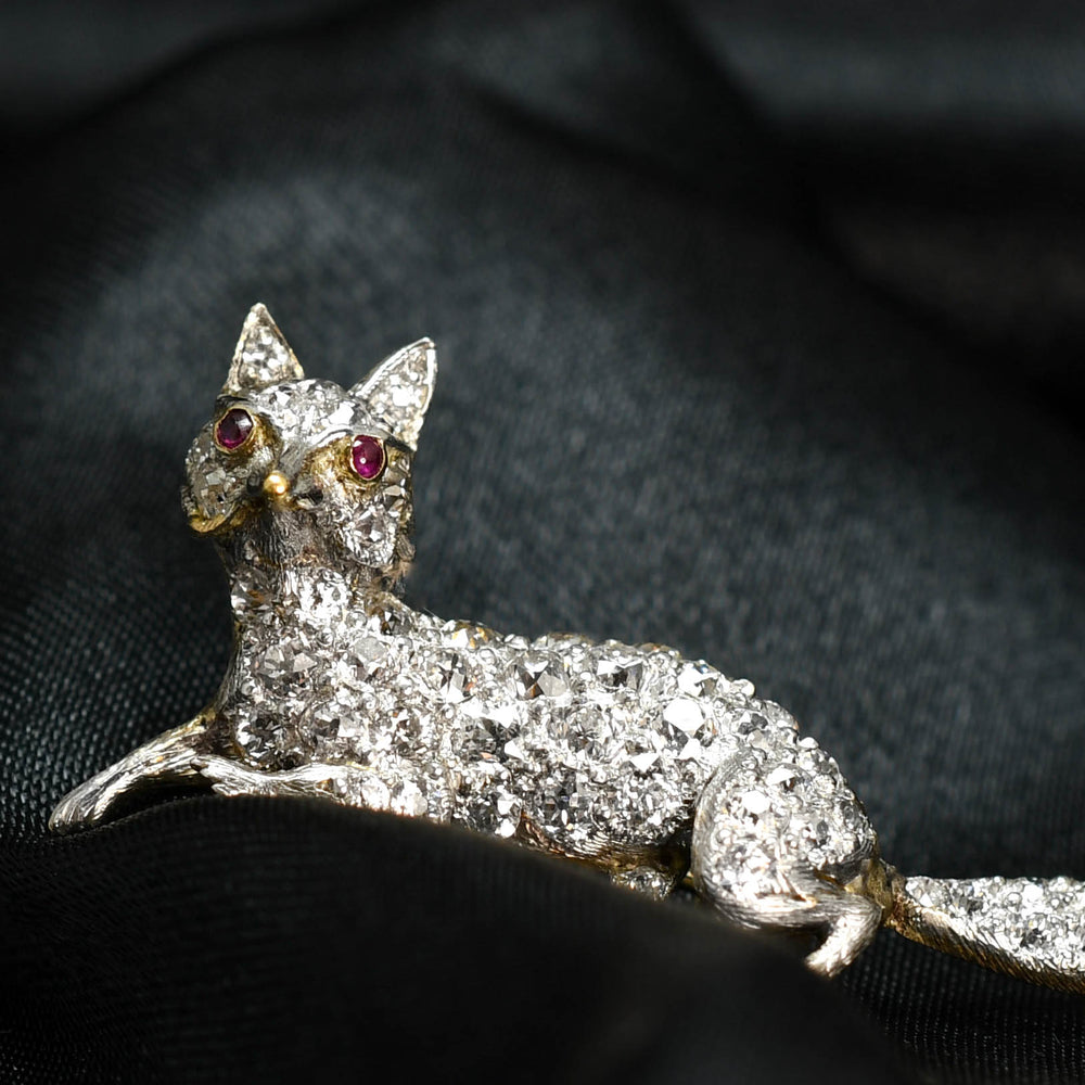 Edwardian Diamond Fox Brooch