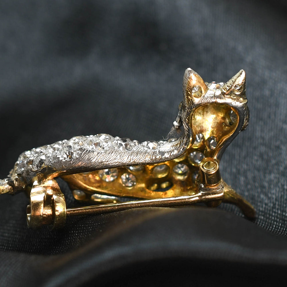 Edwardian Diamond Fox Brooch