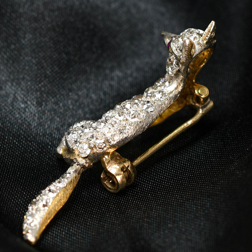 Edwardian Diamond Fox Brooch