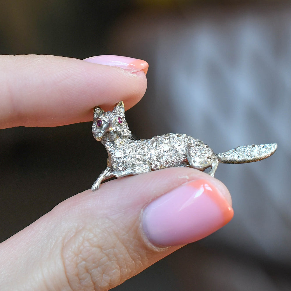 Edwardian Diamond Fox Brooch