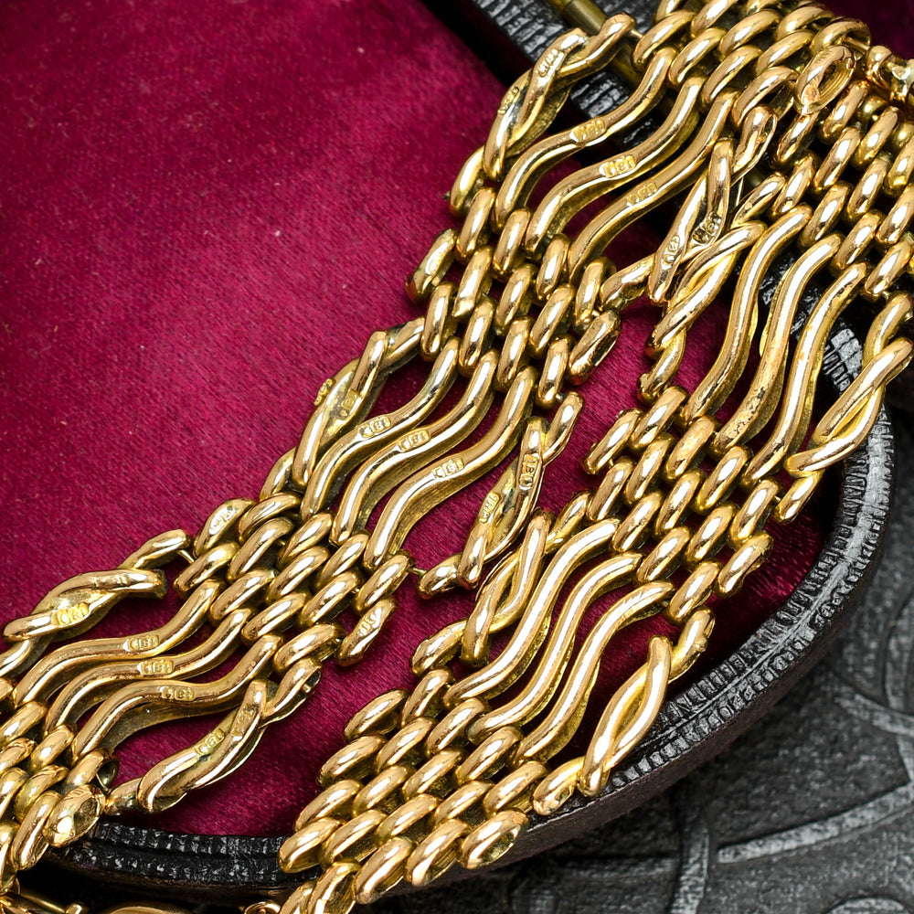 Edwardian 18k Gold Gate-Link Bracelet with Heart Padlock
