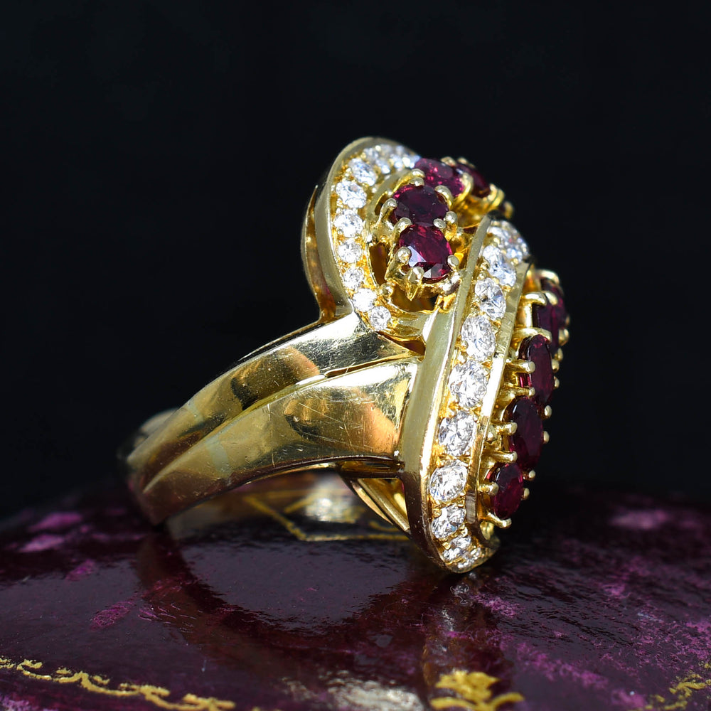 Vintage Ruby & Diamond Swirling Cocktail Ring by Kutchinksy