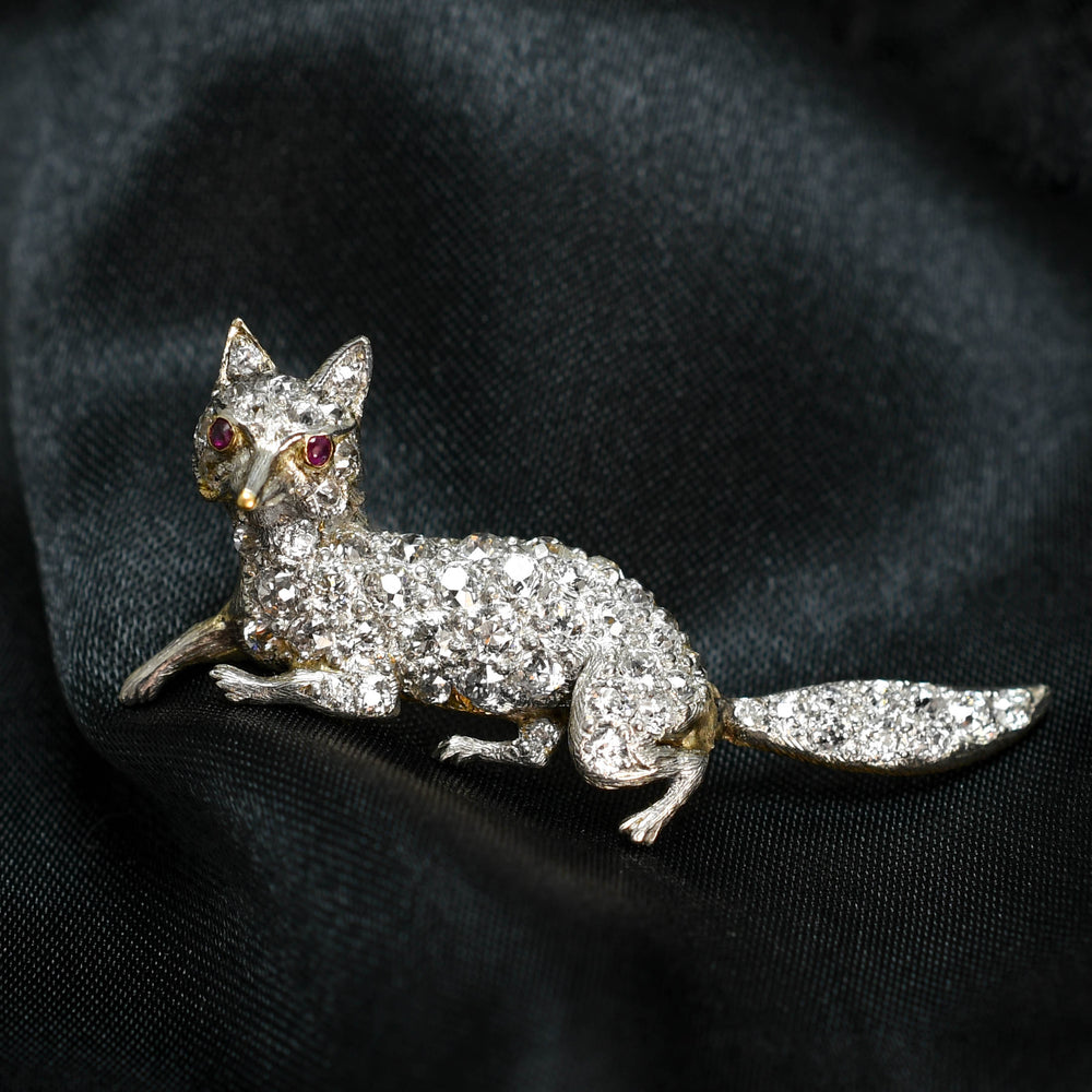 Edwardian Diamond Fox Brooch
