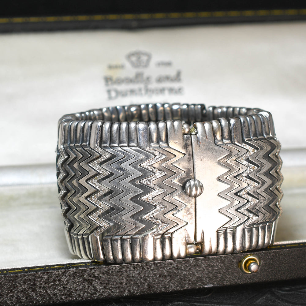 Vintage Diamond & Sterling Silver Statement Bracelet