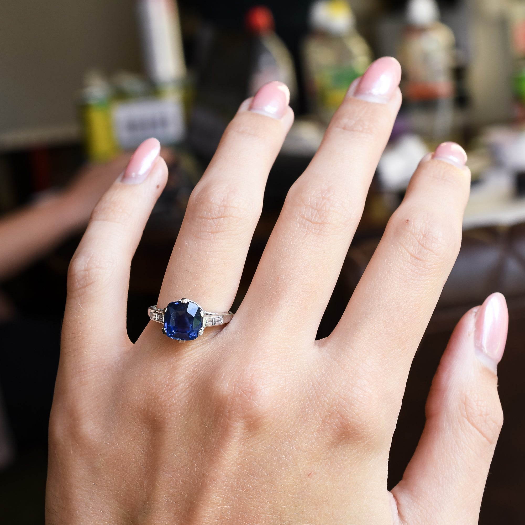 Art Deco 3.66ct Sapphire & Diamond Engagement Ring – Butter Lane Antiques