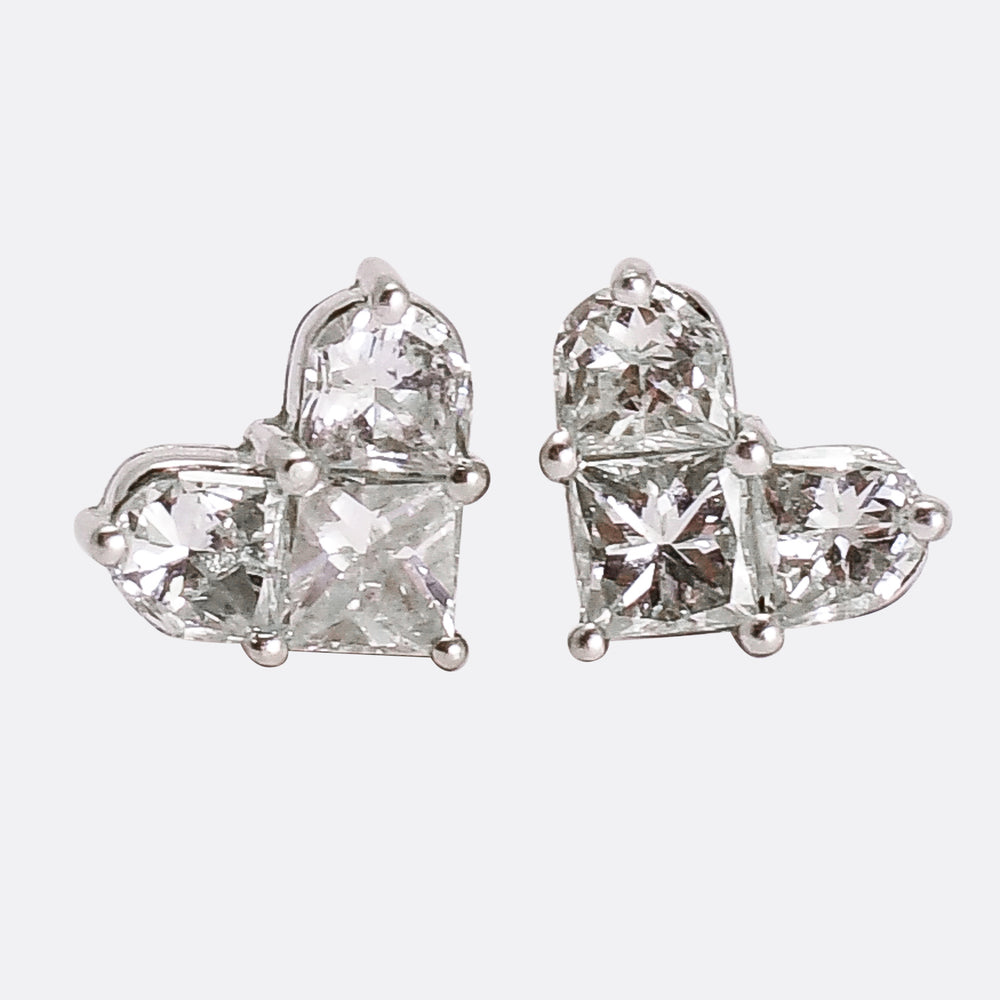Vintage Diamond Heart Earrings