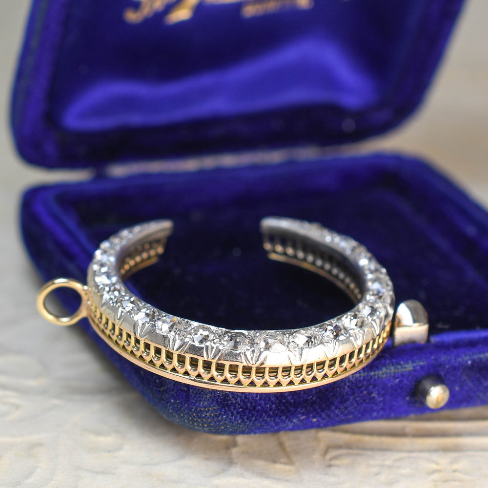 Edwardian Boxed Diamond Crescent Pendant