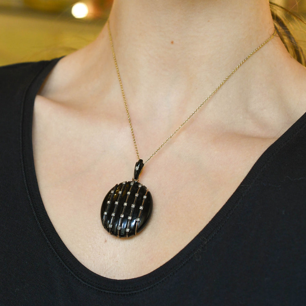 Antique French Onyx & Diamond Locket