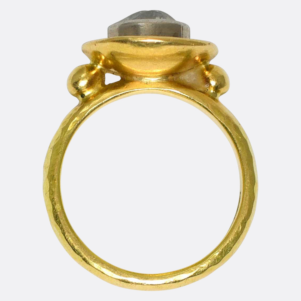 1.8ct Old Mine Cut Diamond Modernist 18k Gold Ring