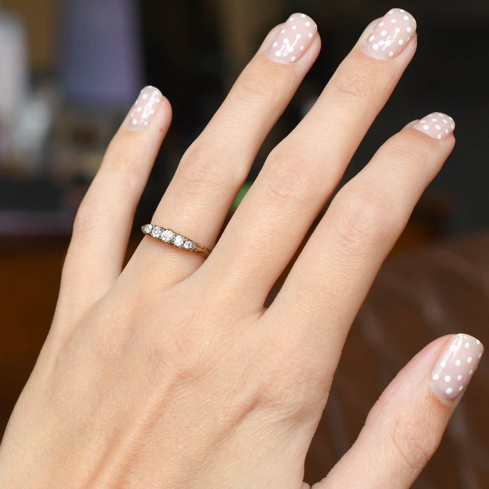 Victorian Carved Diamond 5-Stone Ring