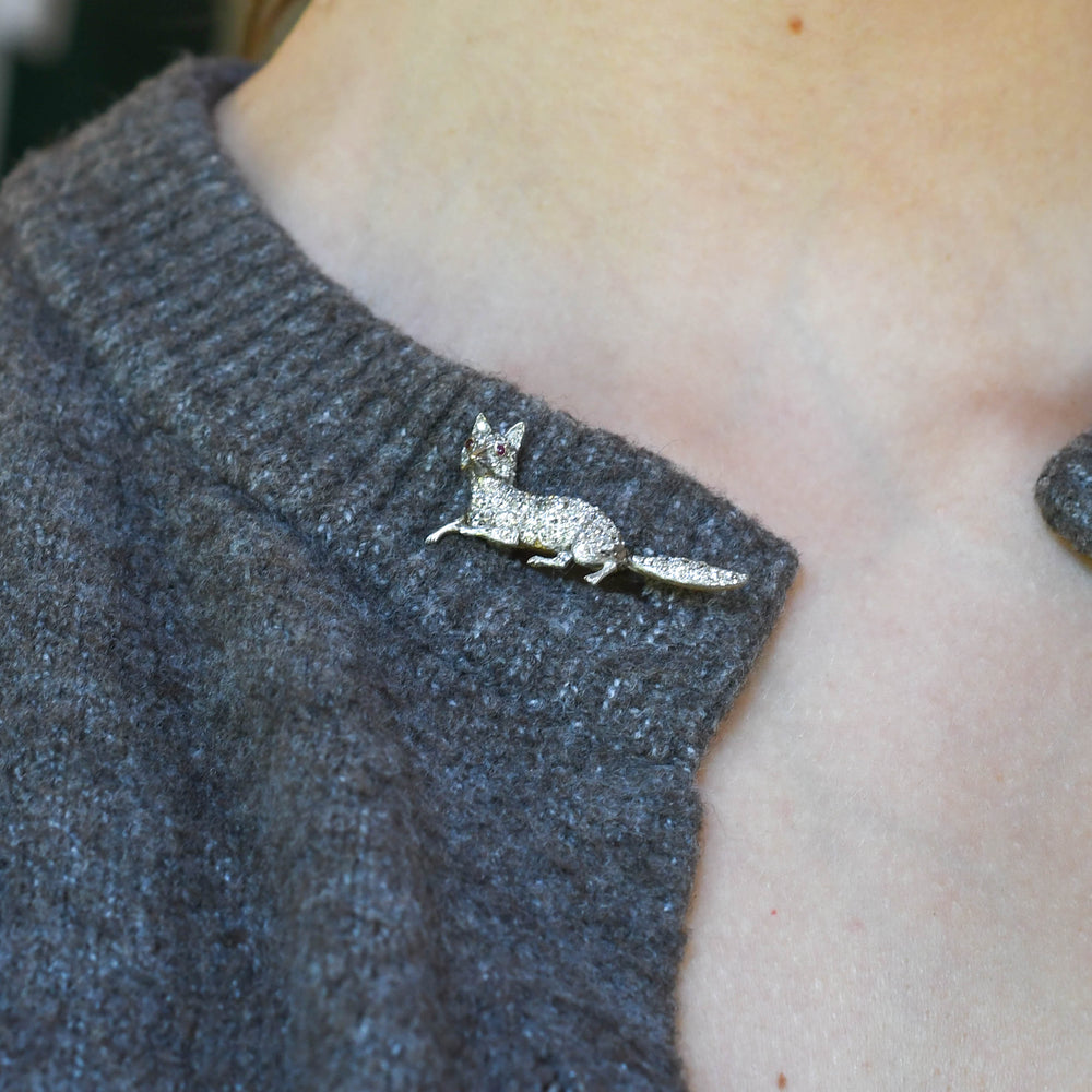 Edwardian Diamond Fox Brooch