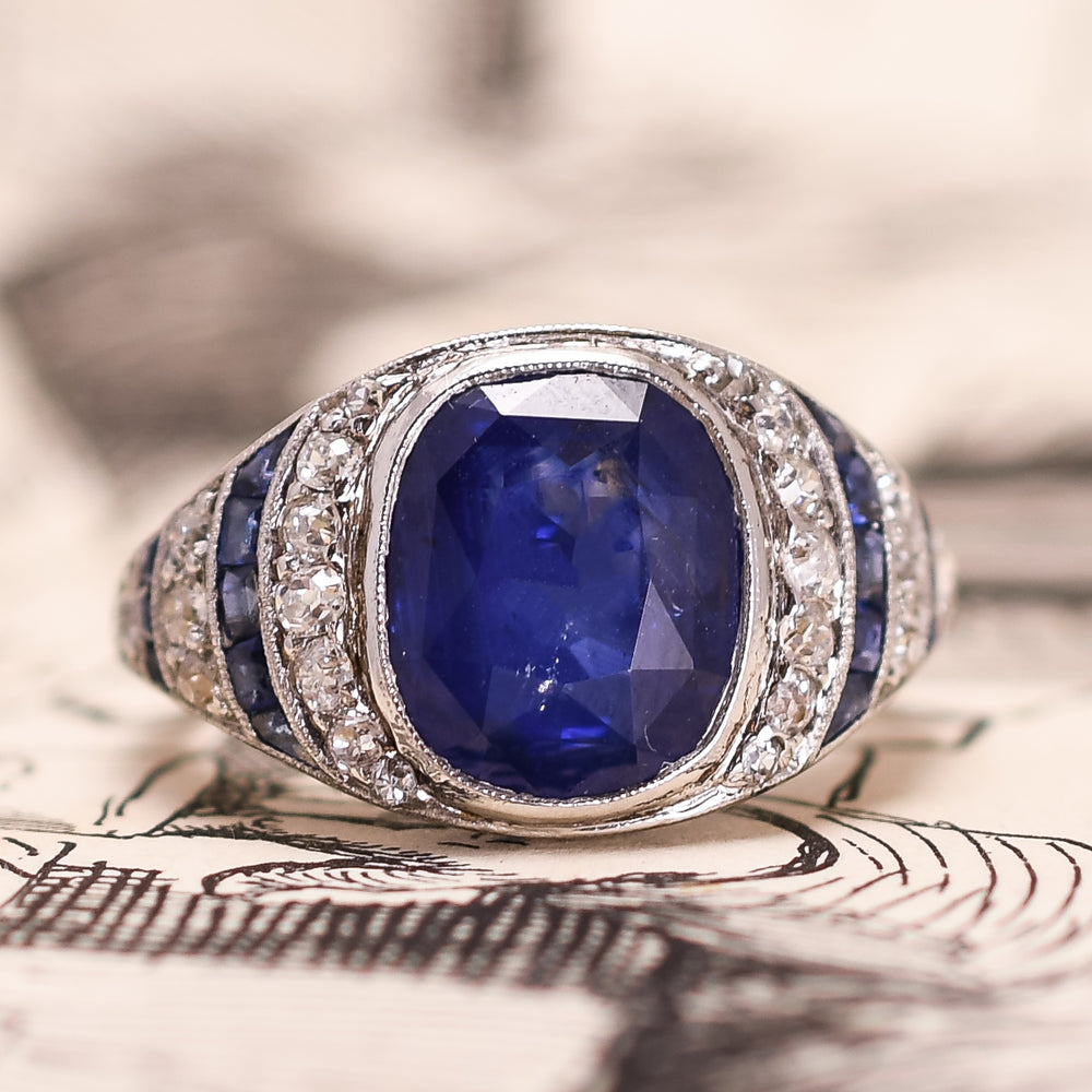 Art Deco Sapphire & Diamond Signet Ring