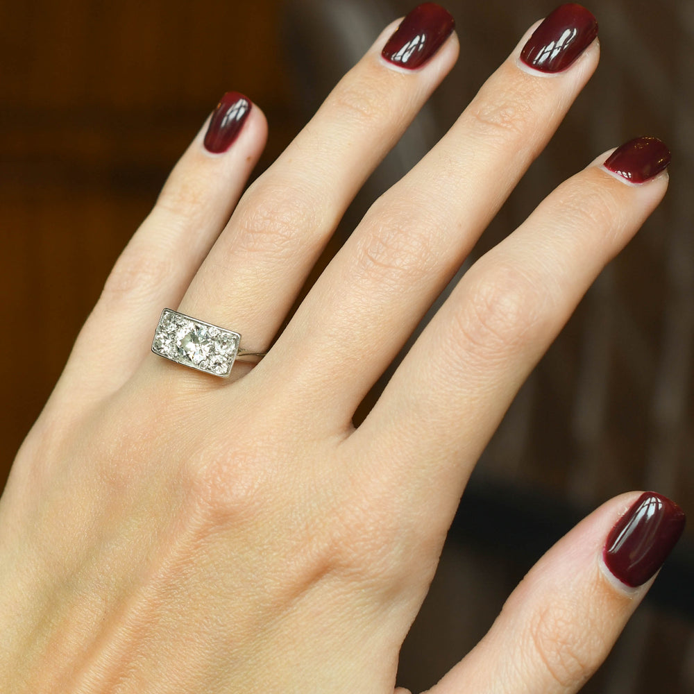 Art Deco 1.58ct Diamond 5-Stone Panel Ring