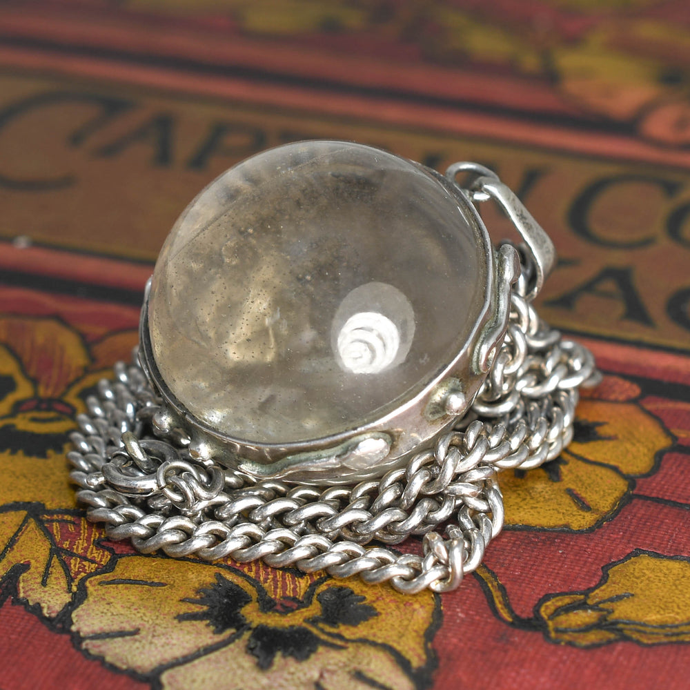 Victorian Silver Rock Crystal Pendant & Chain