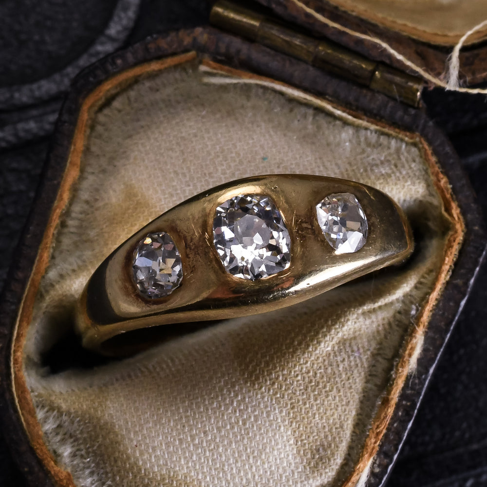 Victorian Three-Stone Diamond Gypsy Ring