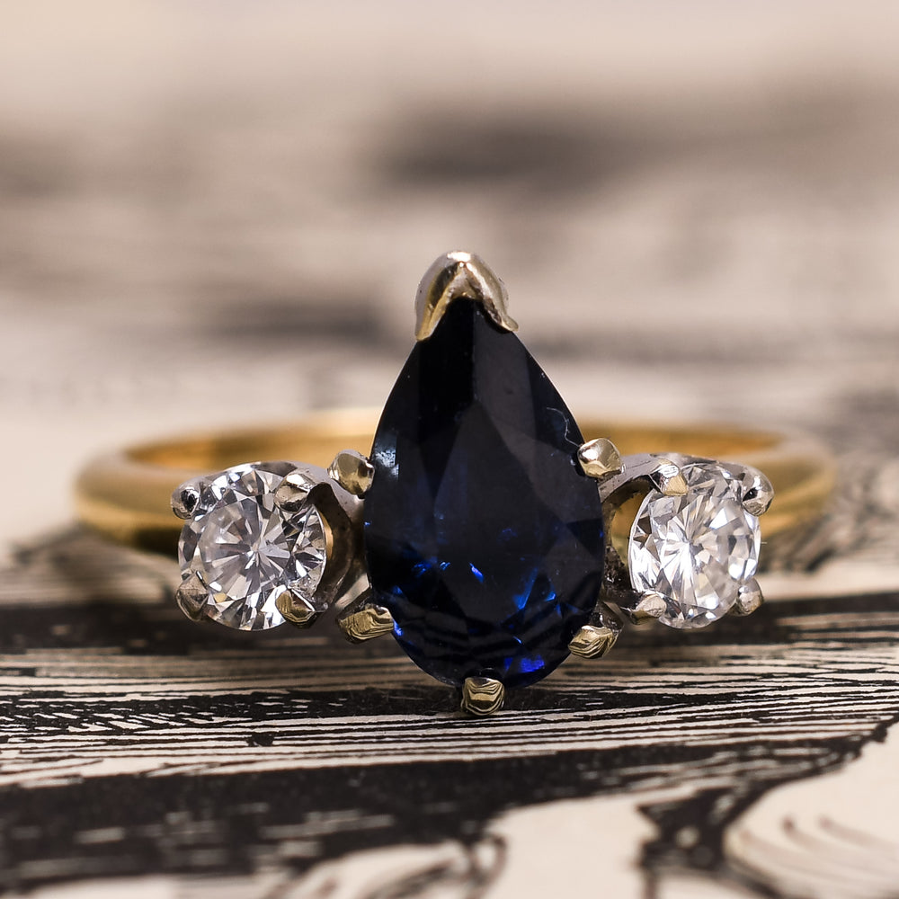 Vintage Sapphire & Diamond 3-Stone Ring