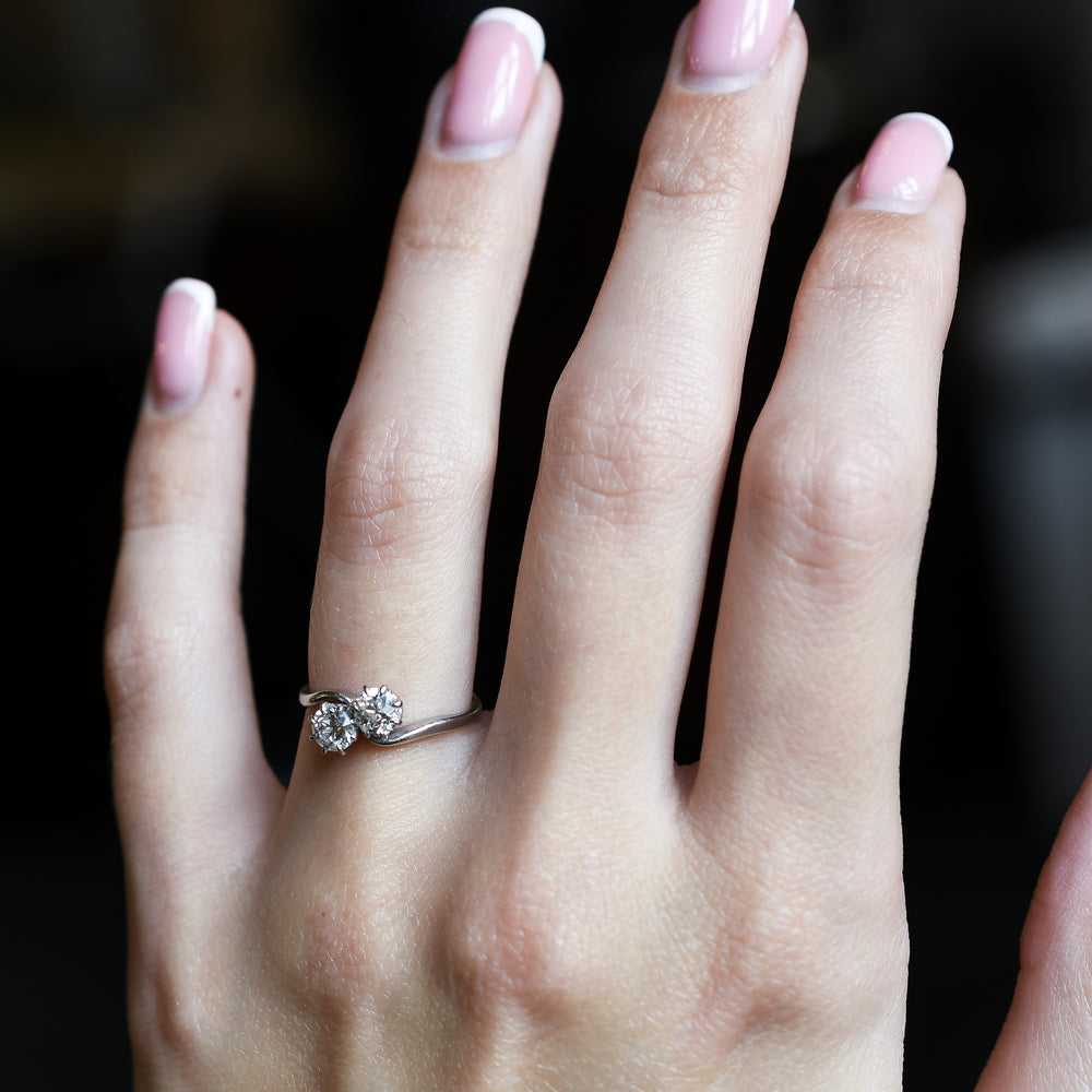 Edwardian Diamond Toi et Moi Engagement Ring