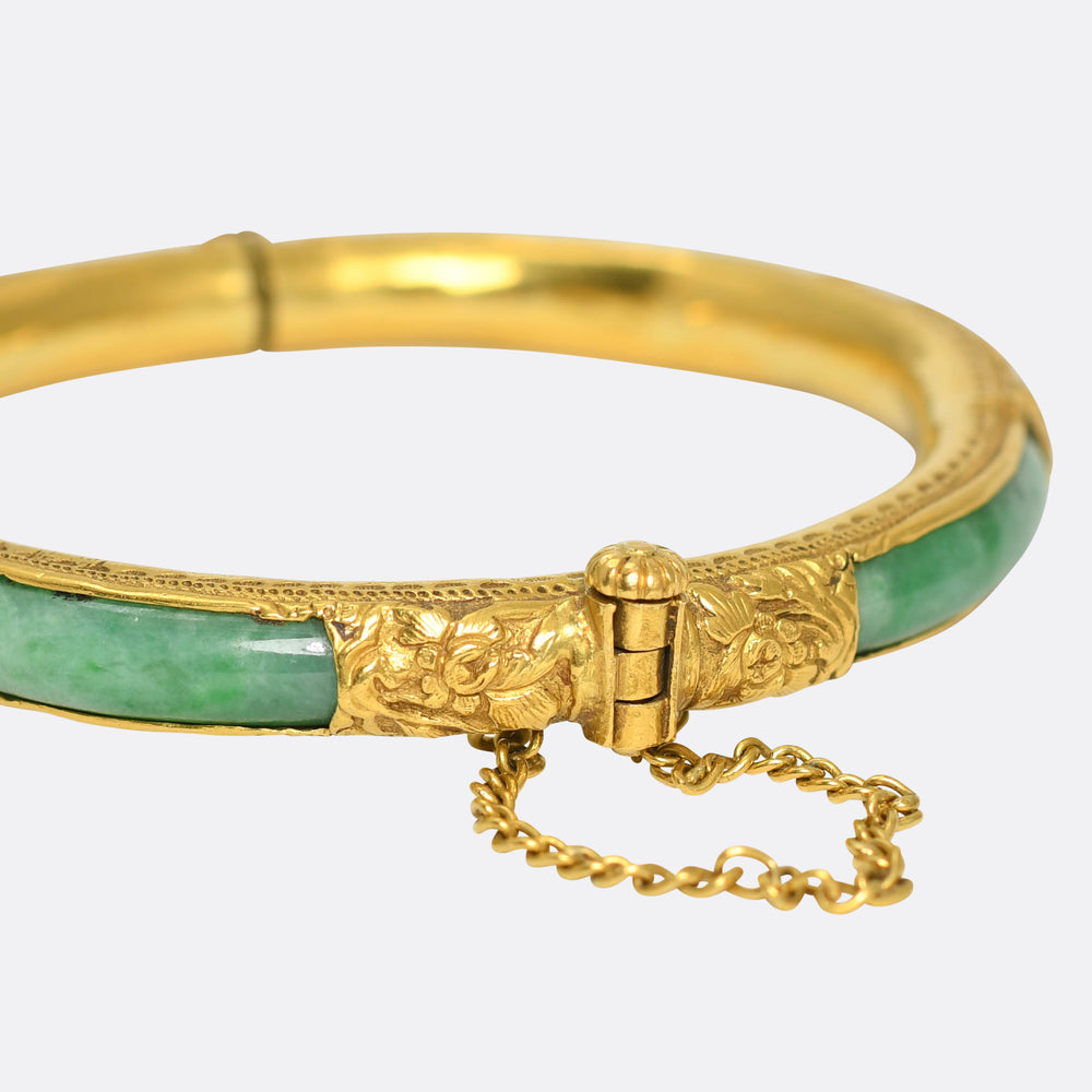 Antique Chinese Jade 24k Gold Bangle
