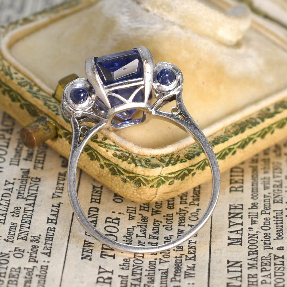 Art Deco 8.60ct Ceylon Sapphire & Diamond Ring