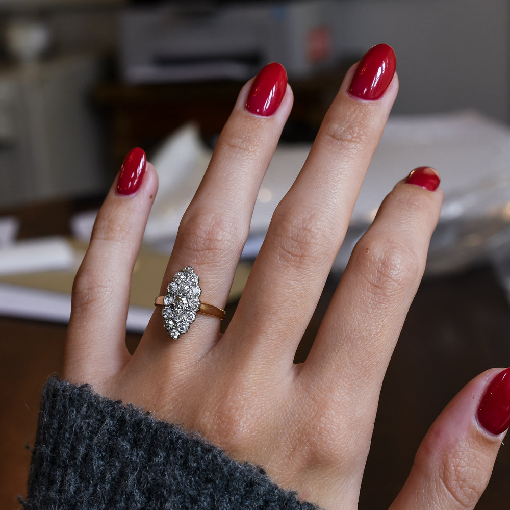 Victorian Diamond Marquise Cluster Ring