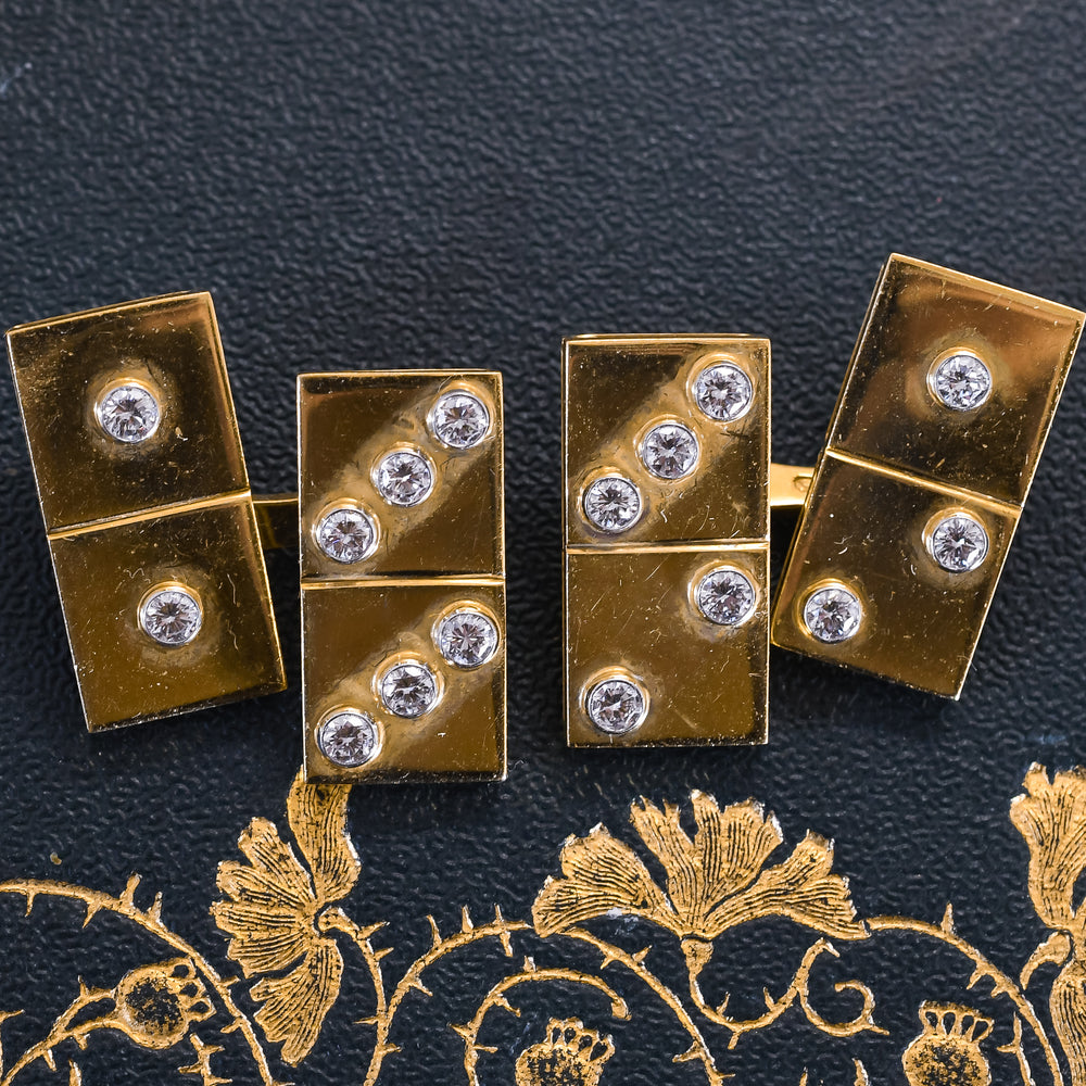 Vintage Boucheron Diamond Lucky Number 8 Domino Cufflinks