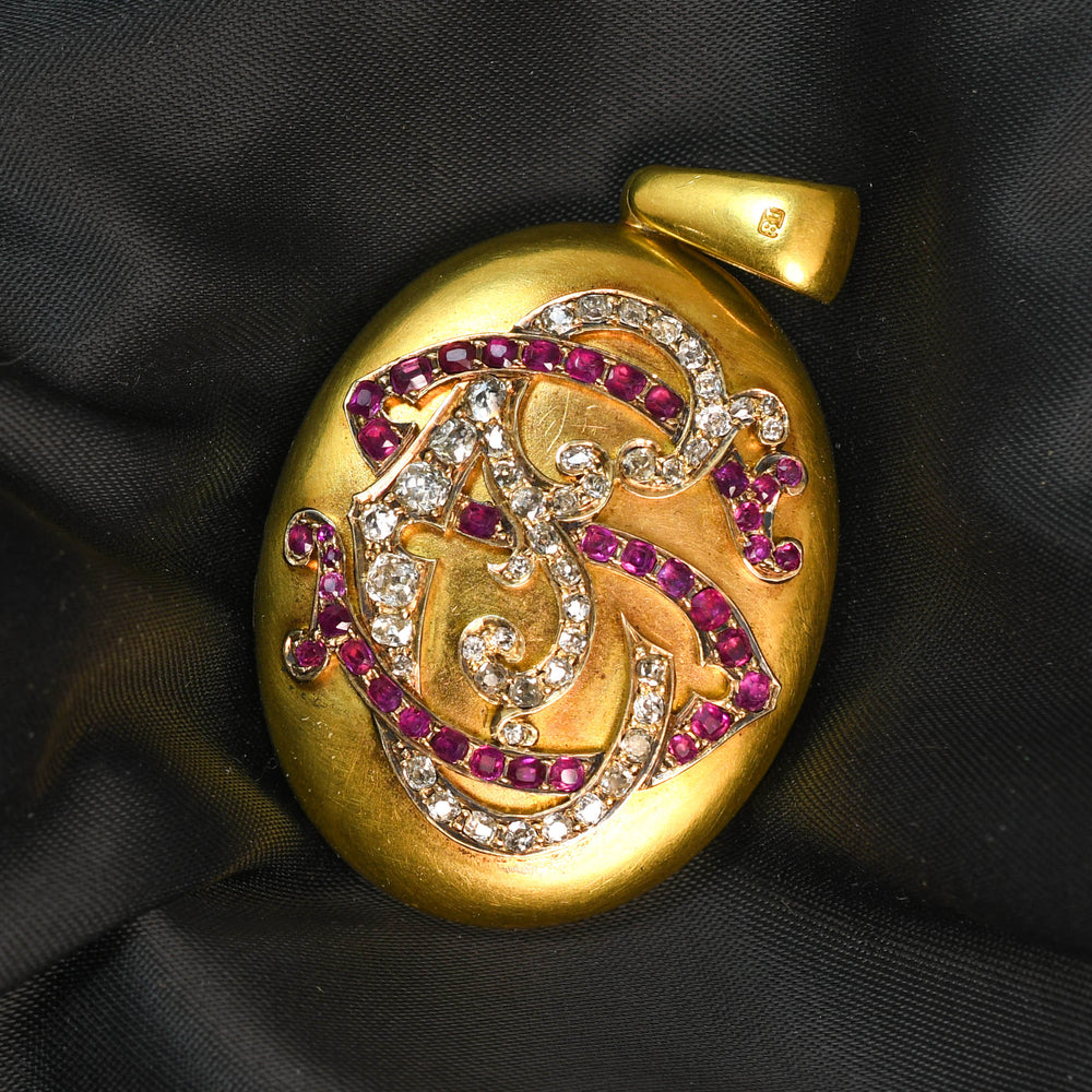 Victorian Ruby & Diamond Monogram Locket