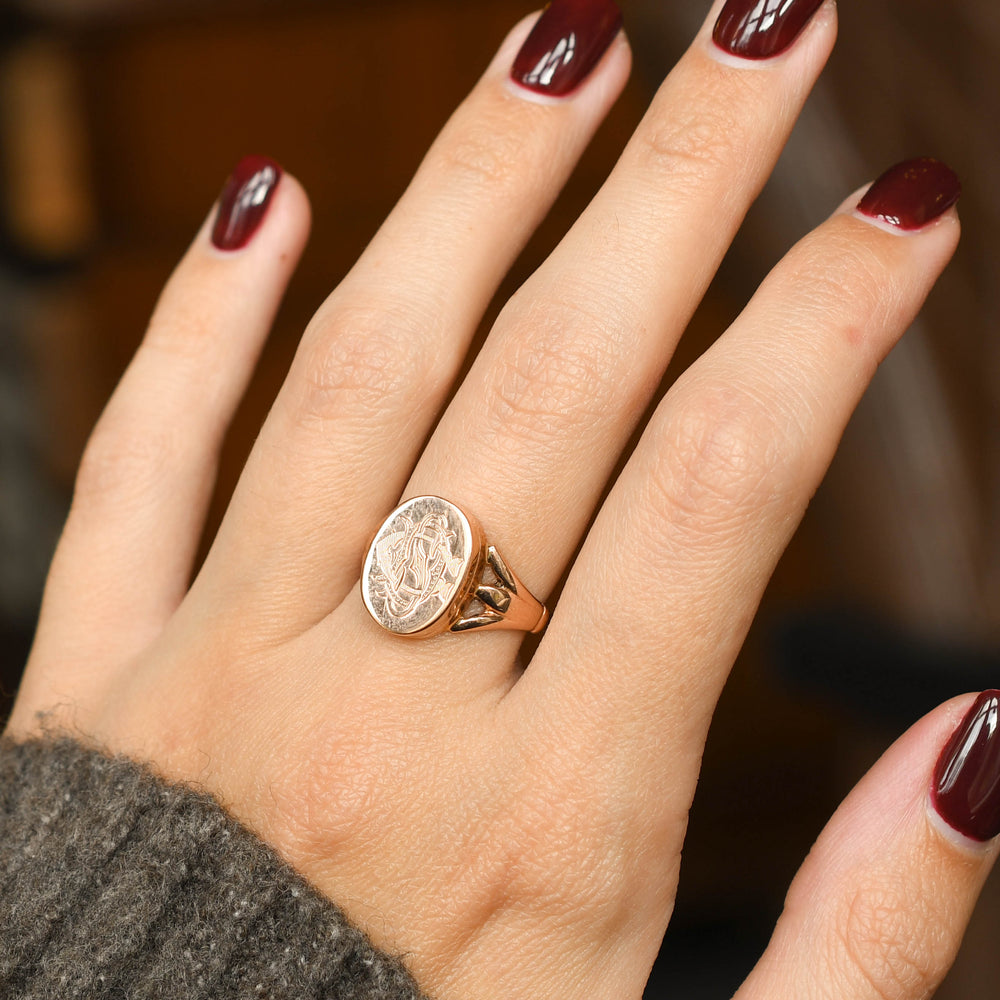 Late Victorian Rose Gold Monogram Locket Ring