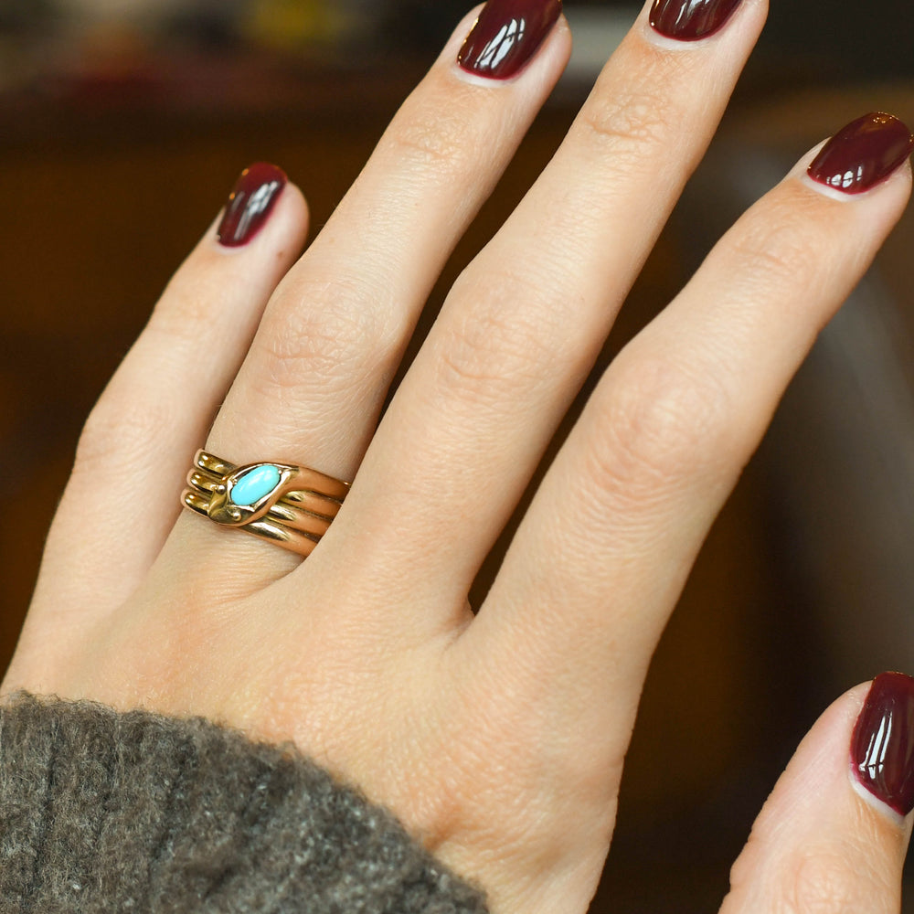 Edwardian Turquoise Coiled Snake Ring