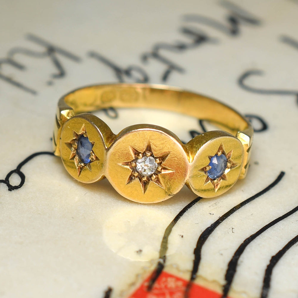 Late Victorian Sapphire & Diamond Star-Set Band Ring