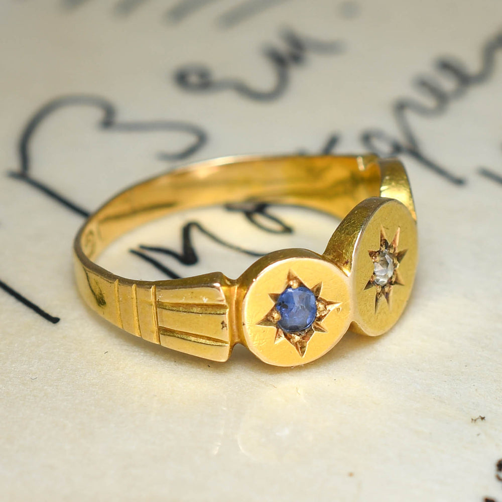 Late Victorian Sapphire & Diamond Star-Set Band Ring