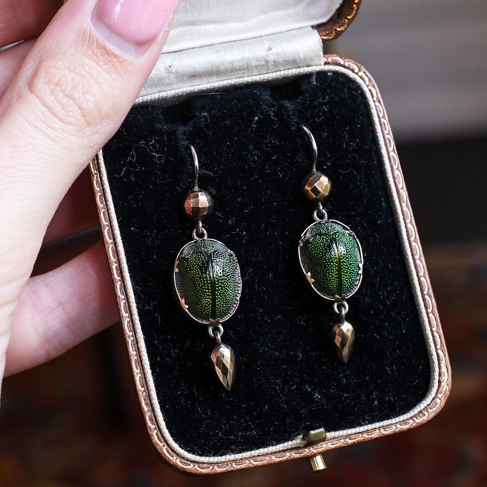 Victorian Egyptian Revival Scarab Earrings