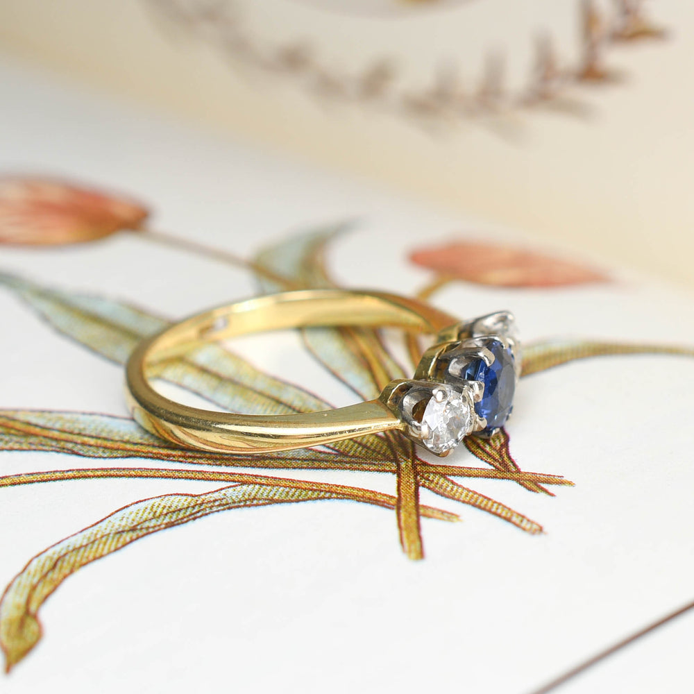 Antique Sapphire & Diamond Trilogy Ring