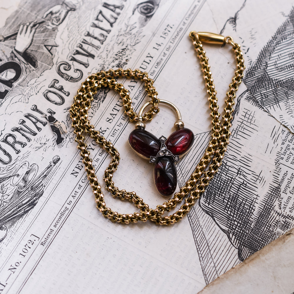 Victorian Cabochon Garnet Padlock Clasp