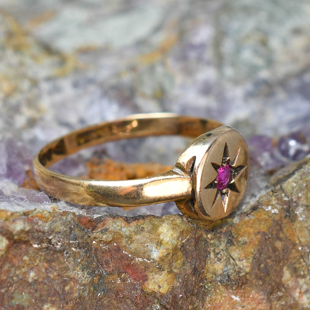 Edwardian Ruby Star-Set Solitaire Ring