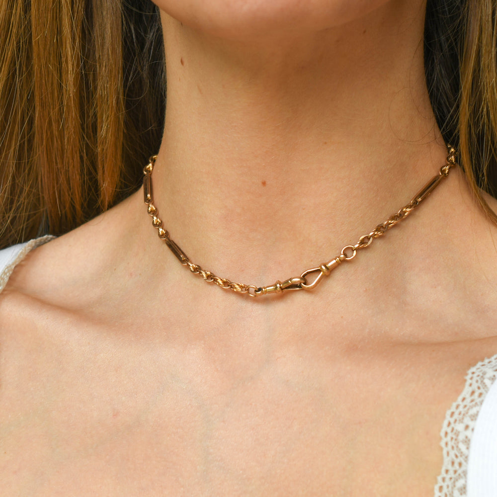 Victorian Rose Gold Trombone Link Chain