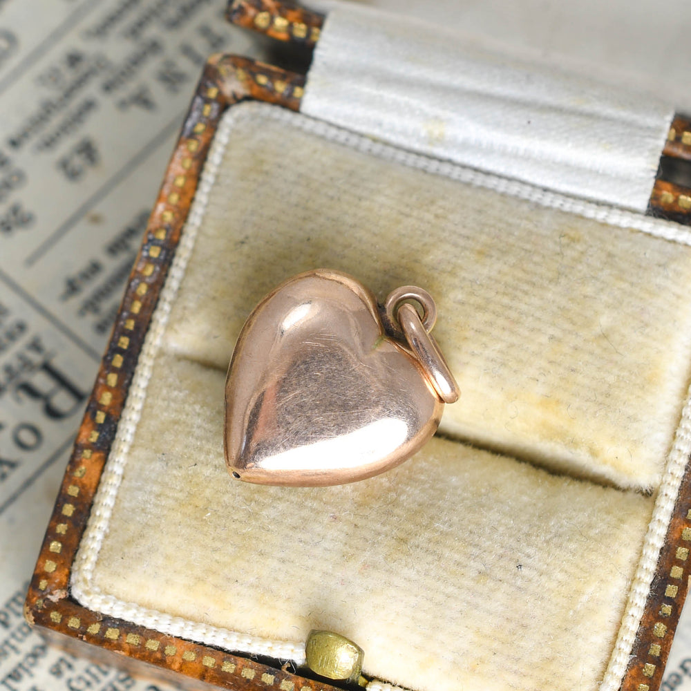 Victorian Enamel Cat Puffed Heart Charm