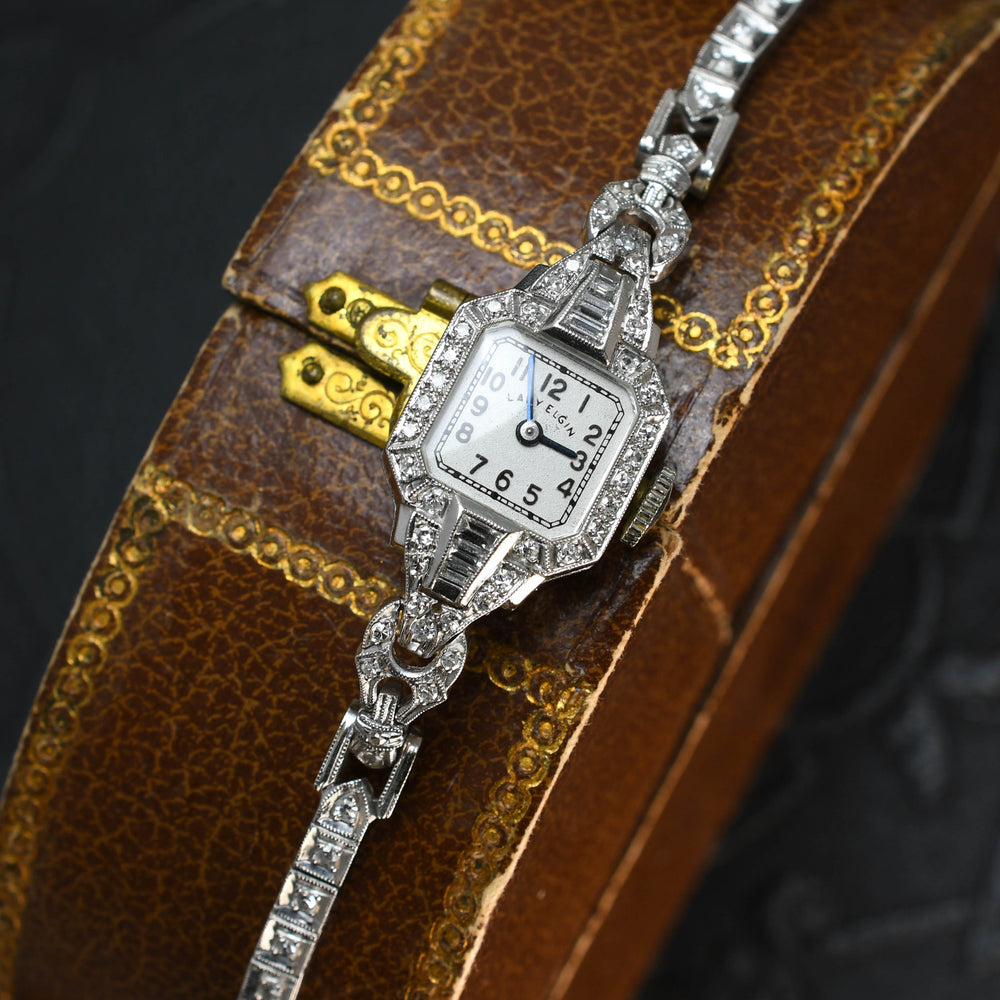 Art Deco 1 Carat Diamond Platinum Cocktail Watch layaway JWAITZ 2nd payment