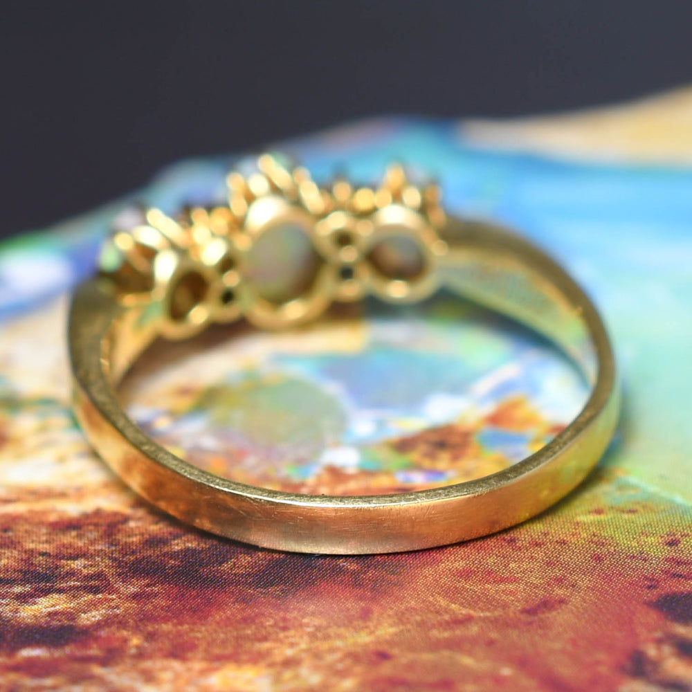 Edwardian 3-Stone Opal & Diamond Ring