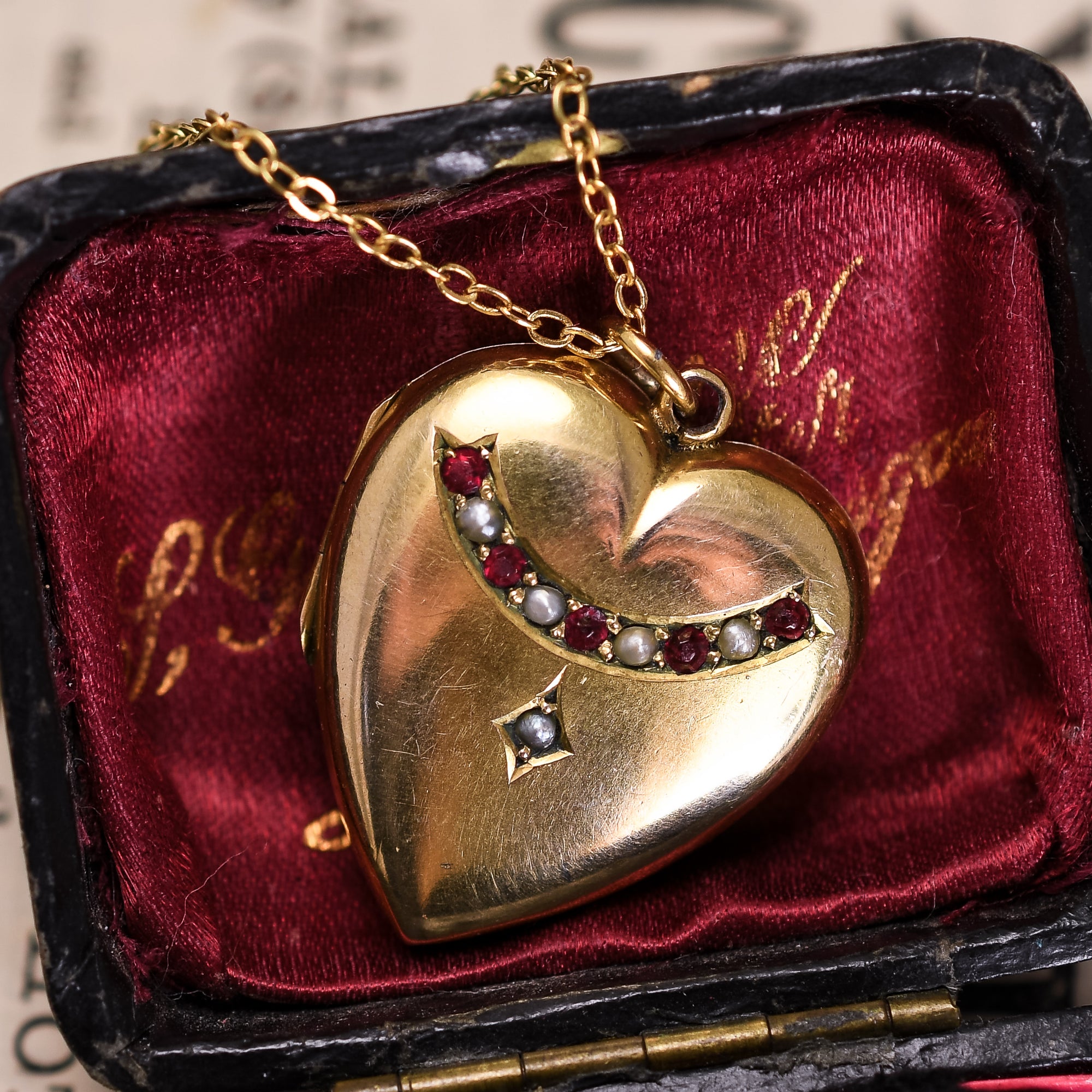 Ruby Heart Locket Victorian Ruby & Pearl Heart Locket Pendant – Butter Lane Antiques