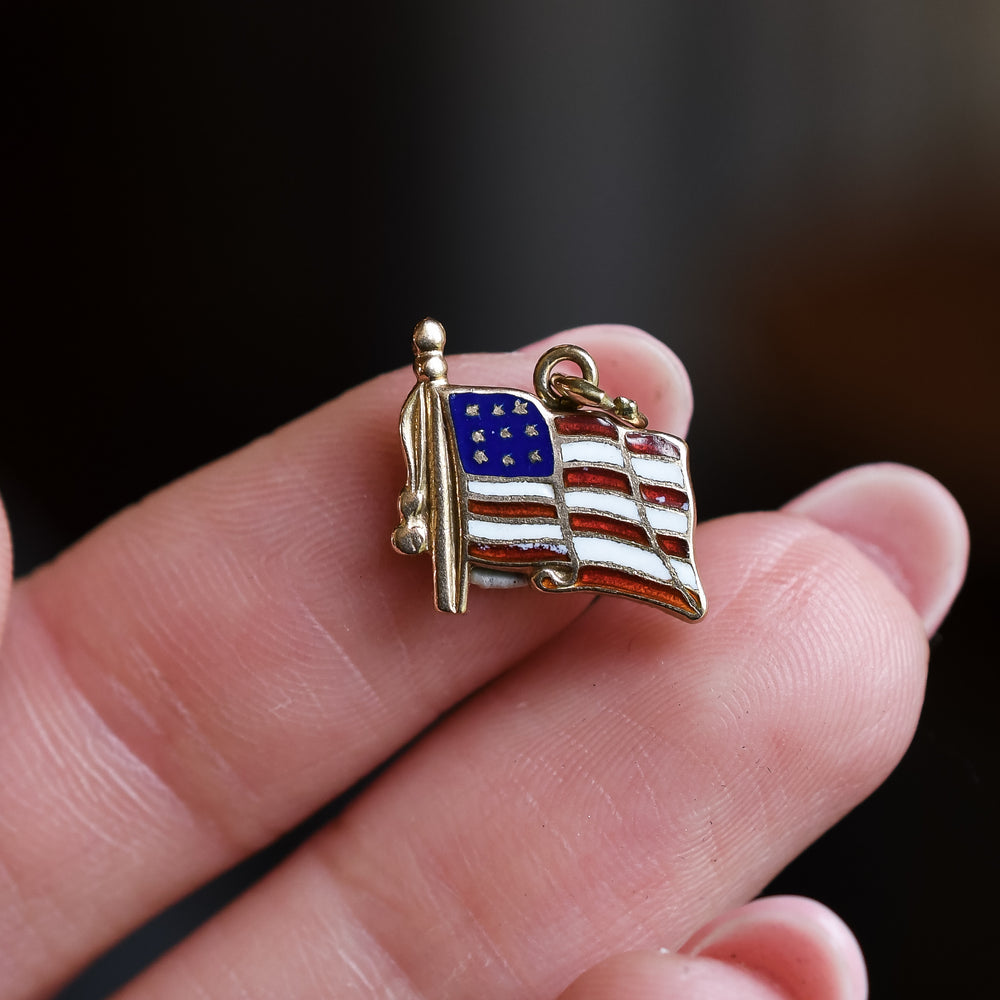 1940's Enamel American Flag Charm