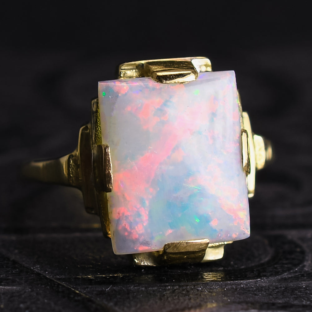 Art Deco Opal Solitaire Ring