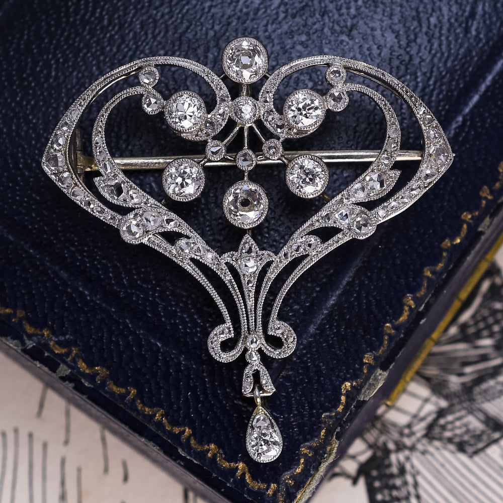 Belle Époque Platinum Diamond Brooch