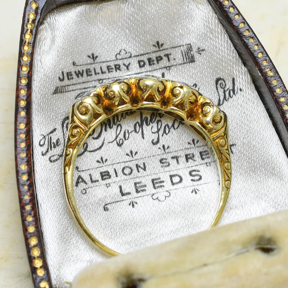 Edwardian Diamond 5-Stone Carved Ring