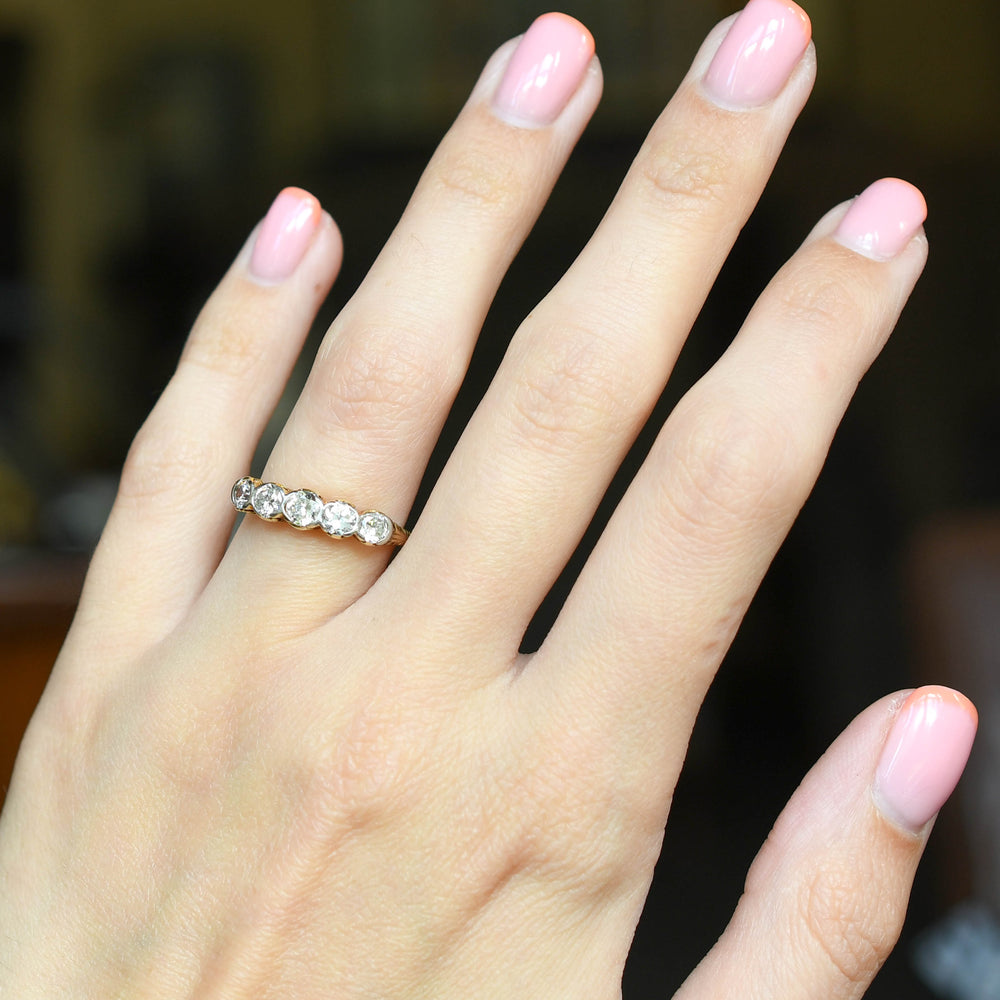 Edwardian Diamond 5-Stone Carved Ring