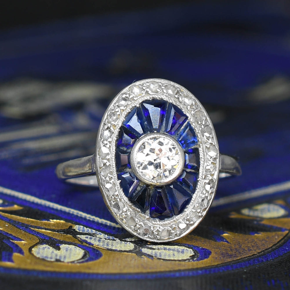Art Deco Sapphire & Diamond Target Cluster Ring