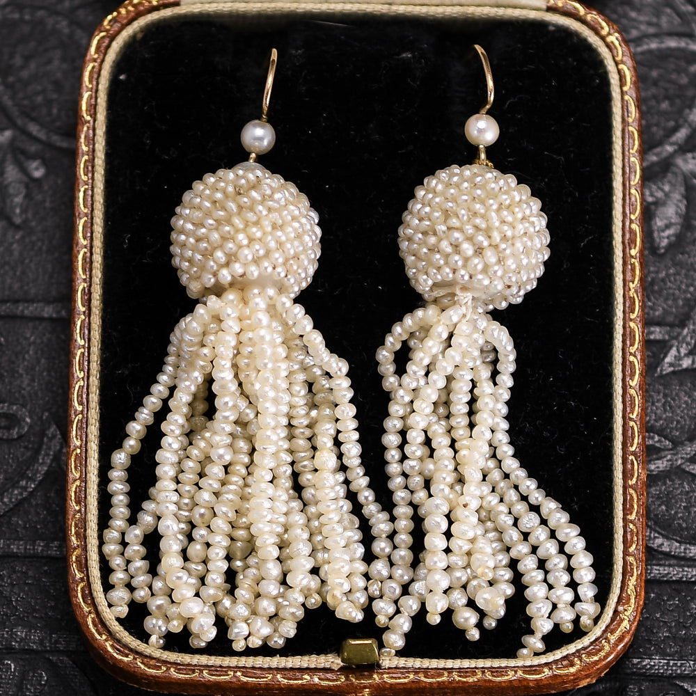 Victorian Pearl Tassel Drop Earrings