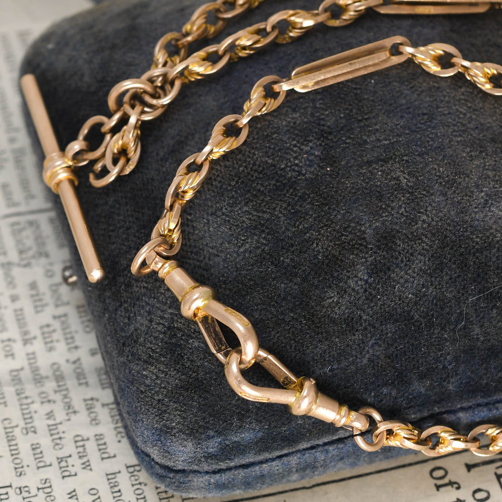Victorian Rose Gold Fancy-Link Albert Chain